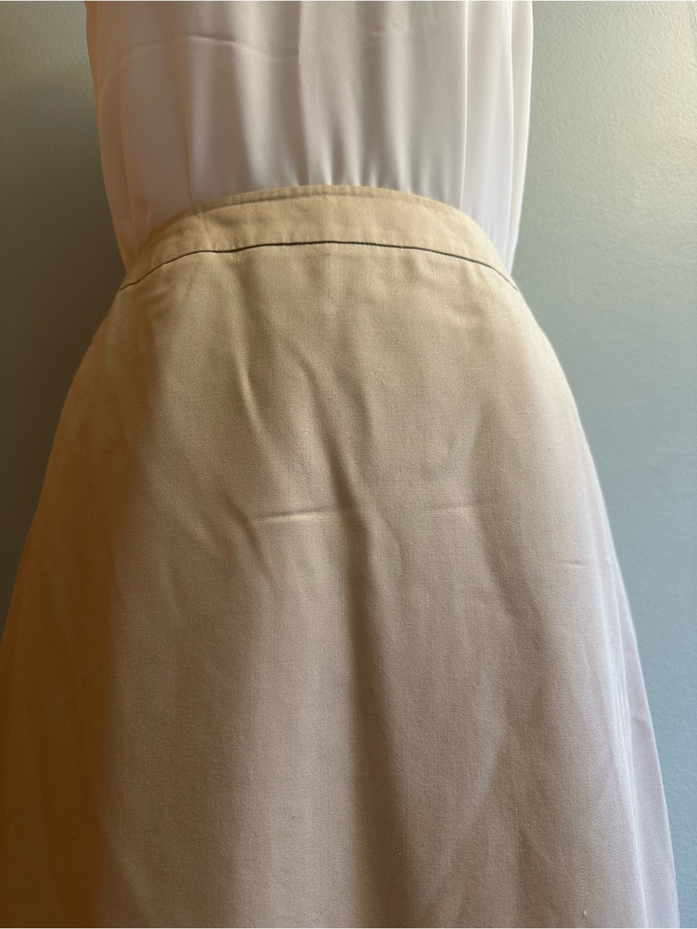 Vintage Talbots Silk Khaki Long Skirt - Picture 3 of 12
